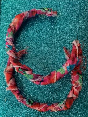 Twisted Floral Fabric Hoop Earrings in Pink